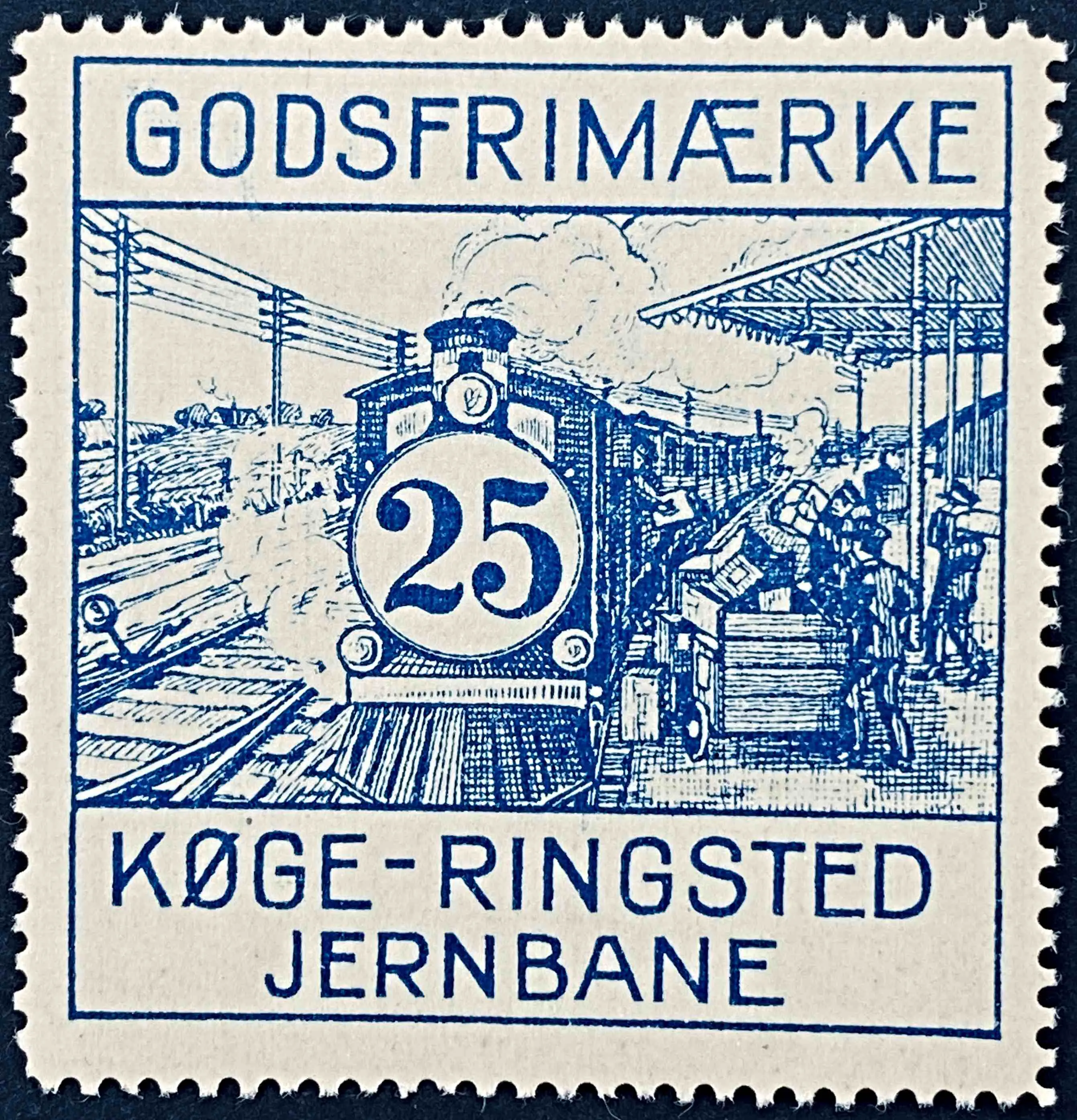 KRB 1 - 25 Øre Motiv: Damptog - Blå.