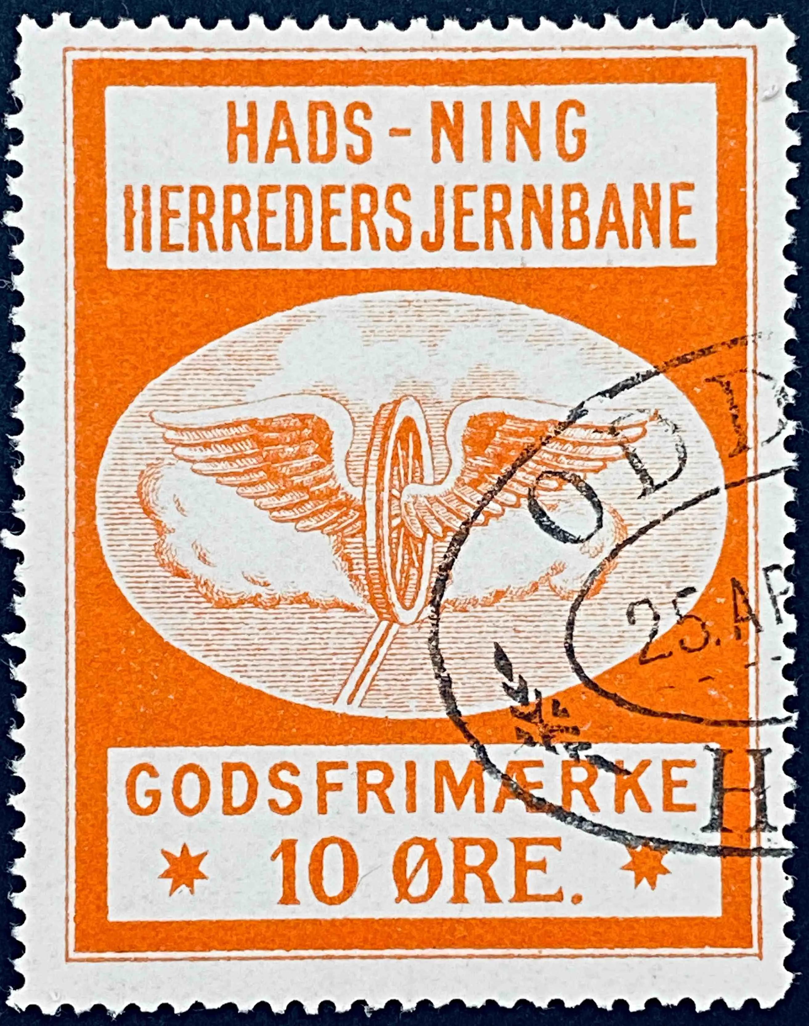 HHJ 12X - 10 Øre - Rød - stemplet på Odder Station (Odd) [1884-2016].