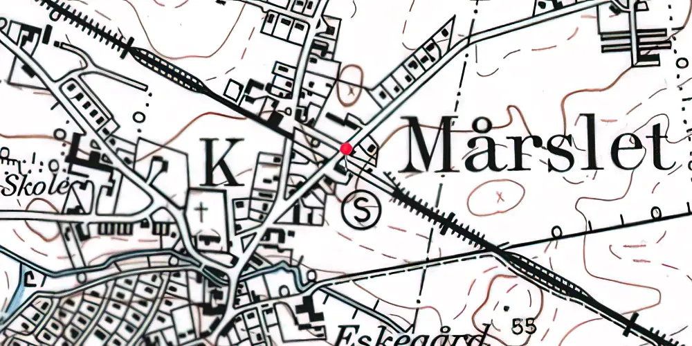 Historisk kort over Mårslet Station [1884-2016]