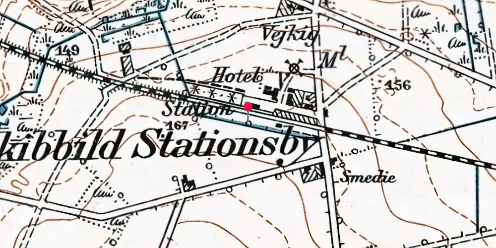 Historisk kort over Skibbild Teknisk Station