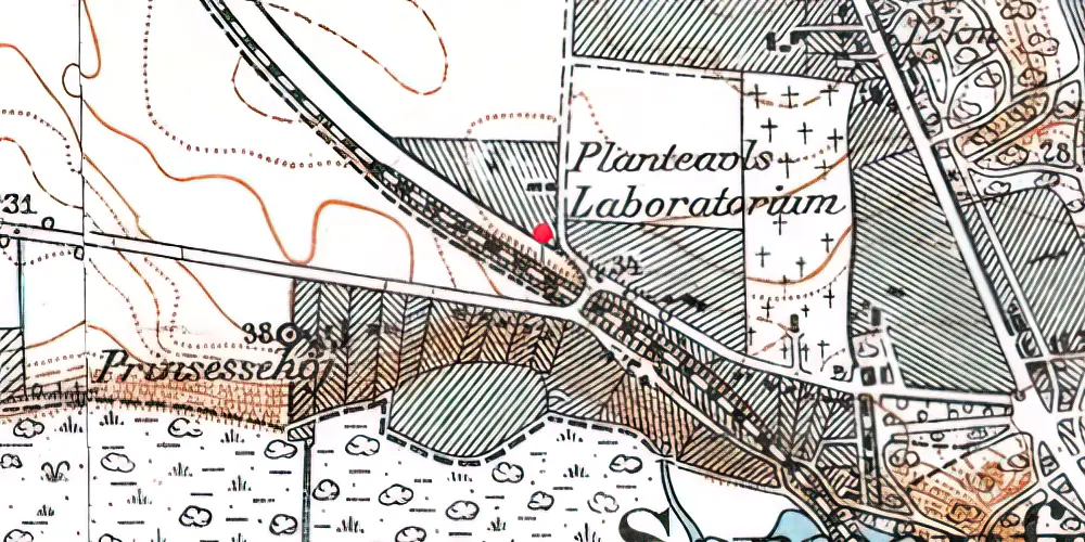 Historisk kort over Sorgenfri S-togstrinbræt [1936-1955]