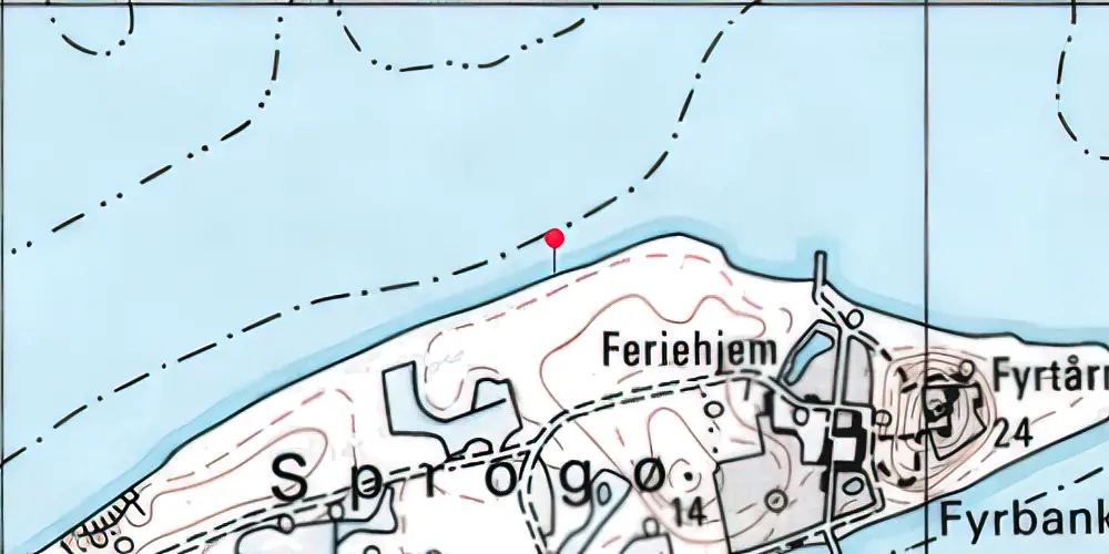 Historisk kort over Sprogø Teknisk Station