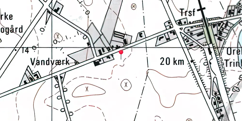 Historisk kort over Nyskole Trinbræt med Sidespor