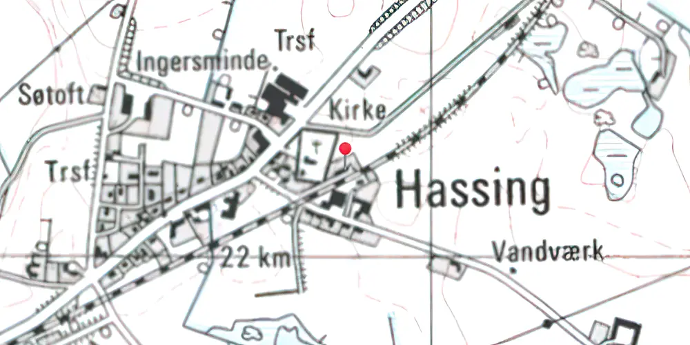 Historisk kort over Hassing Billetsalgssted