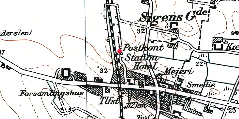 Historisk kort over Hjermitslev Station