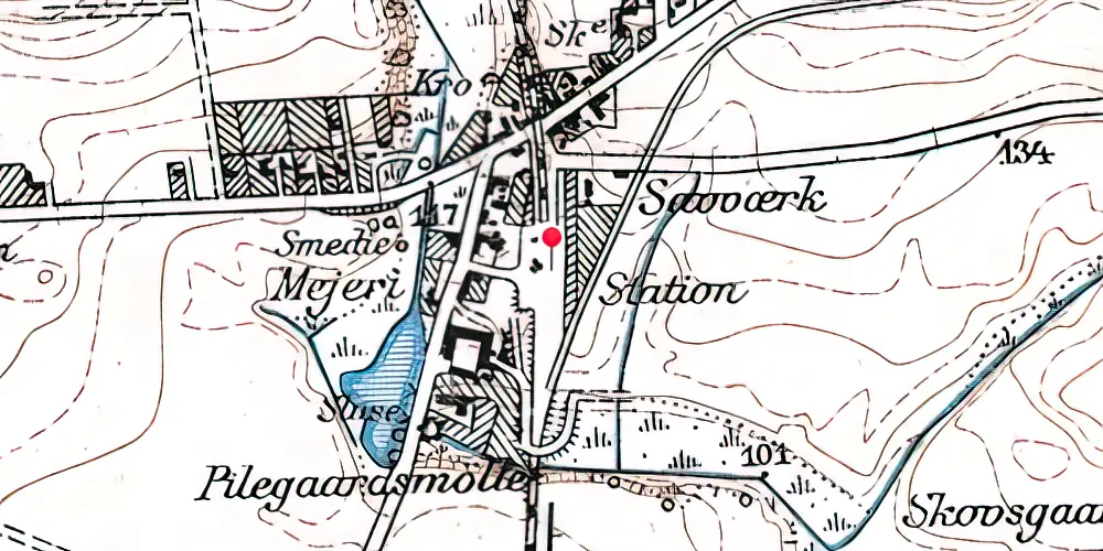 Historisk kort over Hellum Station