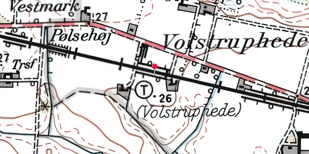 Historisk kort over Volstrup hede Trinbræt