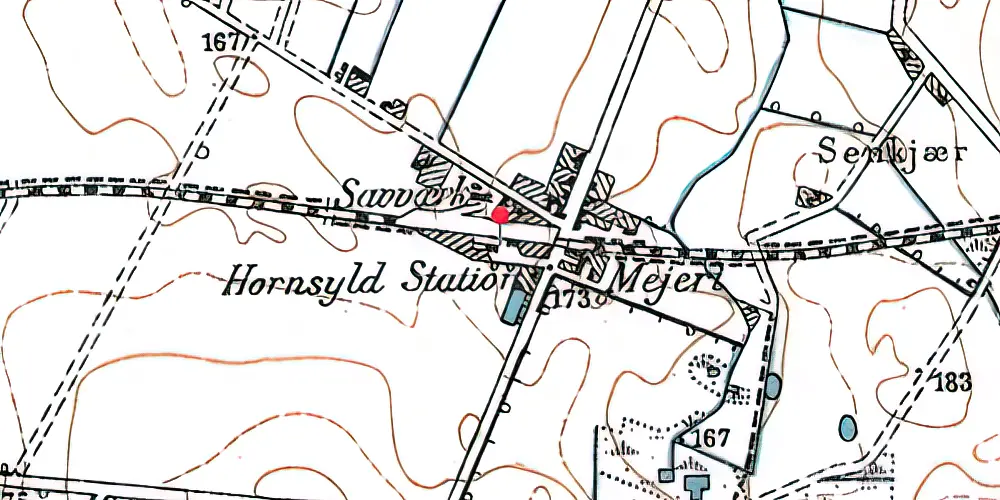 Historisk kort over Hornsyld Station