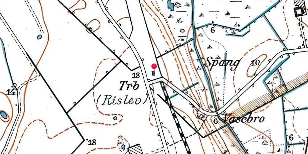 Historisk kort over Rislev Billetsalgssted