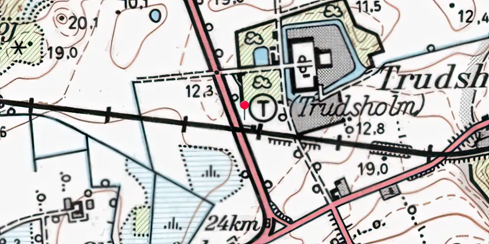 Historisk kort over Trudsholm Trinbræt