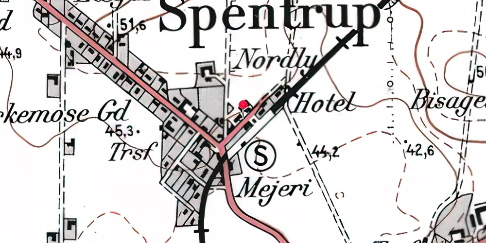 Historisk kort over Spentrup Station