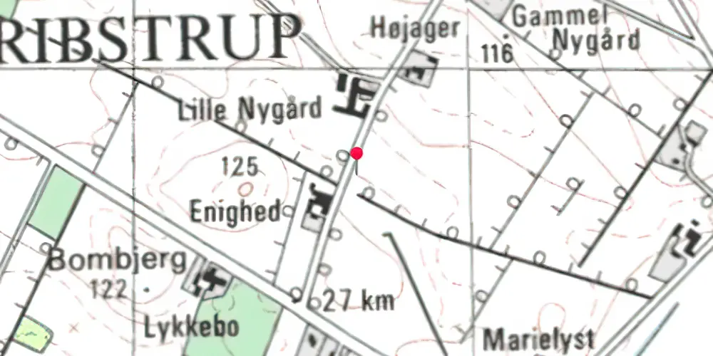 Historisk kort over Gribstrup Trinbræt