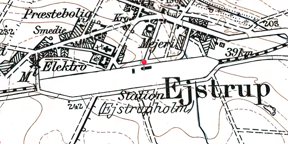 Historisk kort over Ejstrupholm Station
