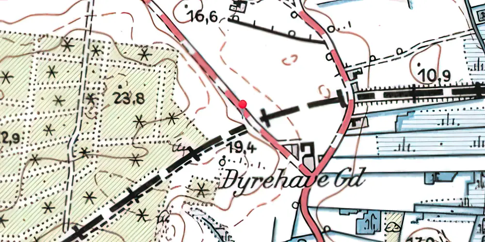Historisk kort over Glesborg Kær Trinbræt med Sidespor