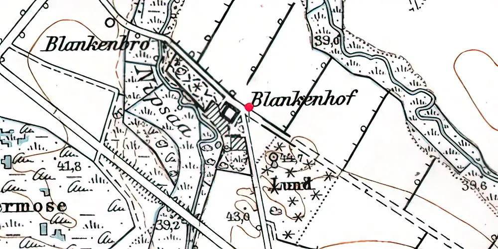 Historisk kort over Blankenhof Holdeplads med sidespor