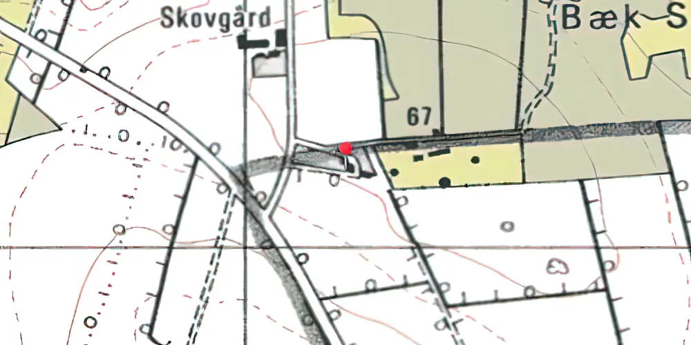 Historisk kort over Bæk Skov Station