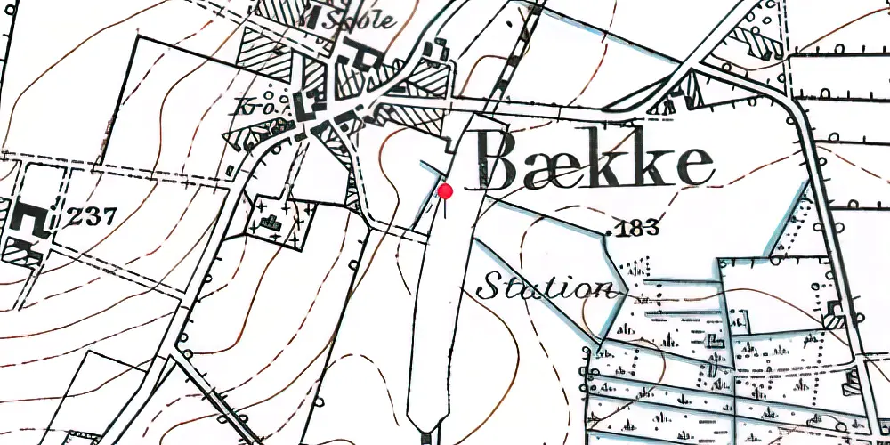 Historisk kort over Bække Station