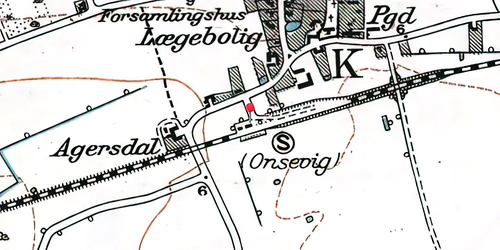 Historisk kort over Onsevig Station