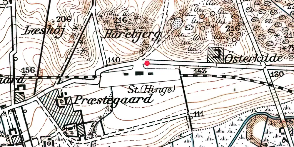 Historisk kort over Hinge Station