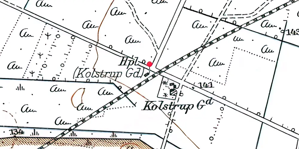 Historisk kort over Kolstrupgaard Holdeplads