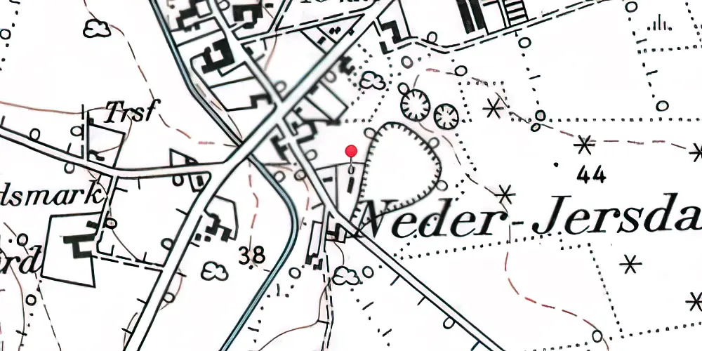 Historisk kort over Neder Jerstal Station