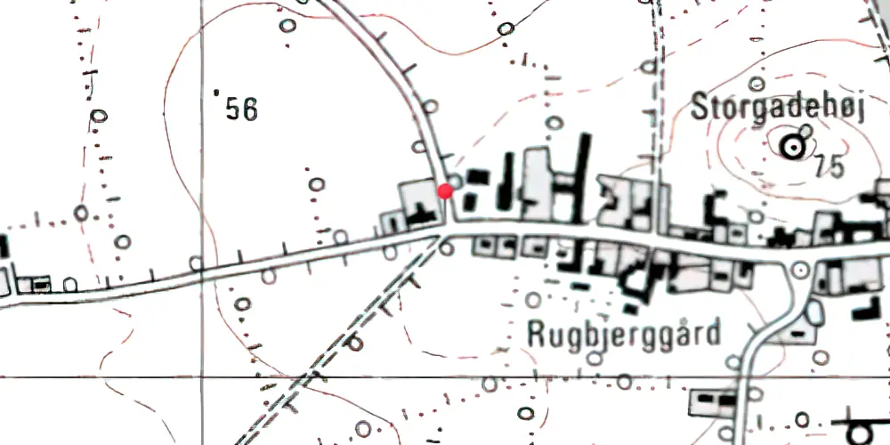 Historisk kort over Rugbjerg Stationskro