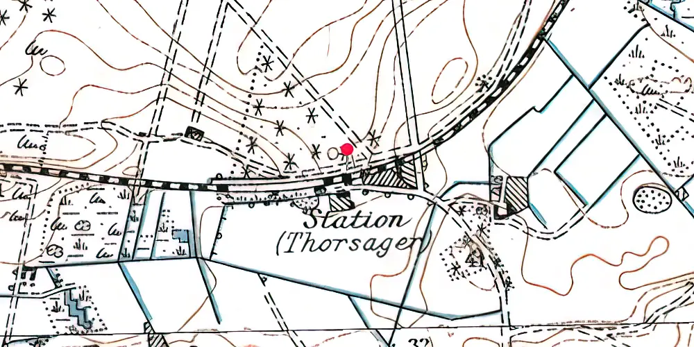 Historisk kort over Thorsager Station [1877-1971]