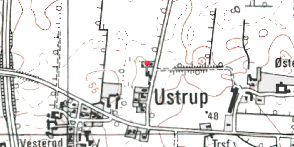 Historisk kort over Ustrup Station