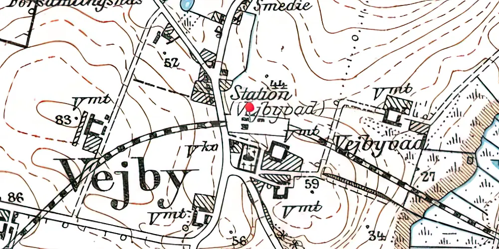 Historisk kort over Vejbyvad Station