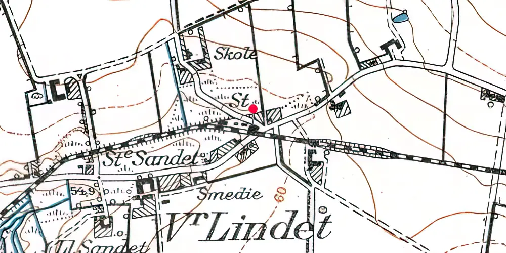 Historisk kort over Vester Lindet Station