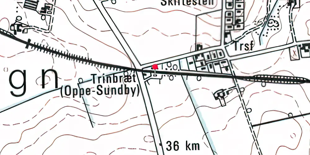 Historisk kort over Oppe-Sundby Trinbræt