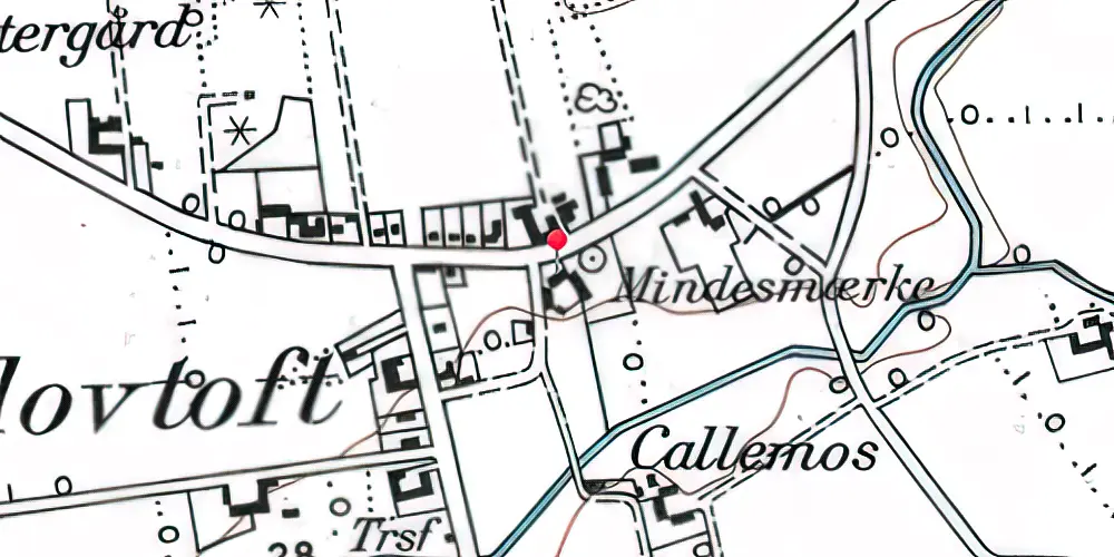 Historisk kort over Klovtoft (Smalspor) Station