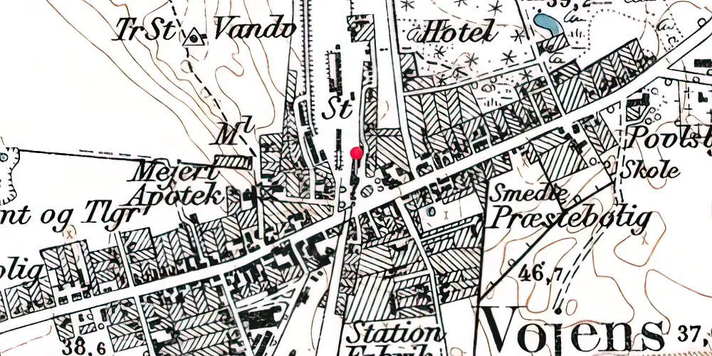 Historisk kort over Vojens Station [1864-1966]