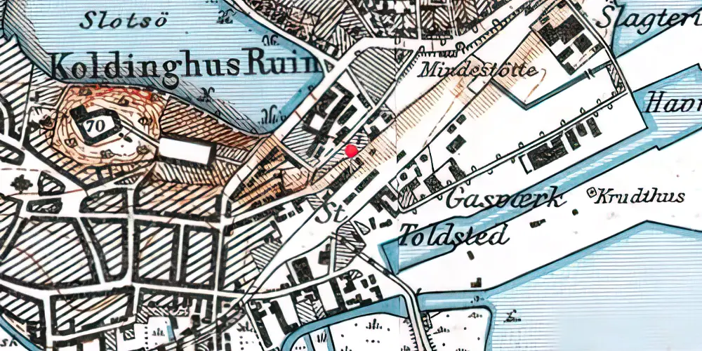 Historisk kort over Kolding Banegård [1866-1884]