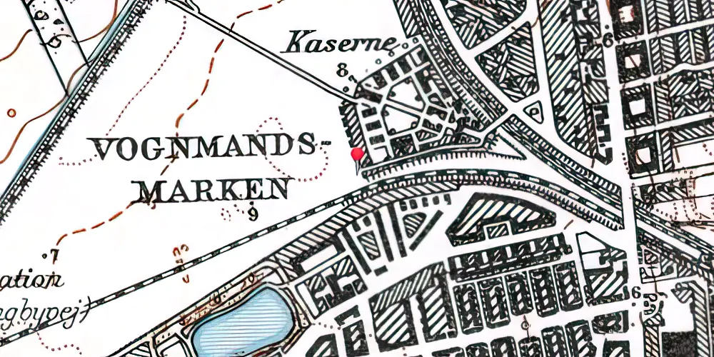Historisk kort over Svanemøllen Teknisk Station