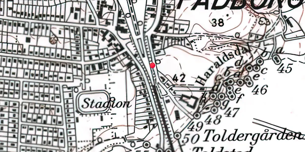 Historisk kort over Padborg Station [1864-1900]