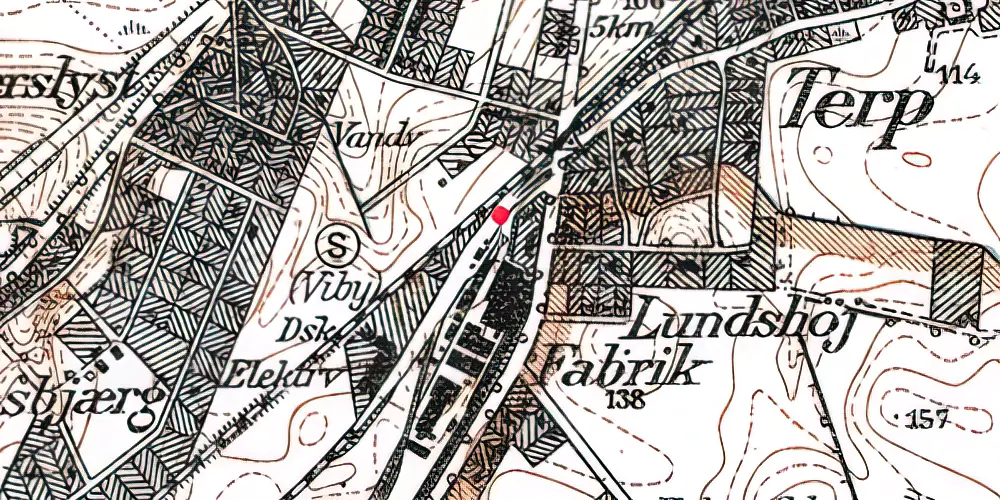 Historisk kort over Viby Jylland Station [1884-1956]