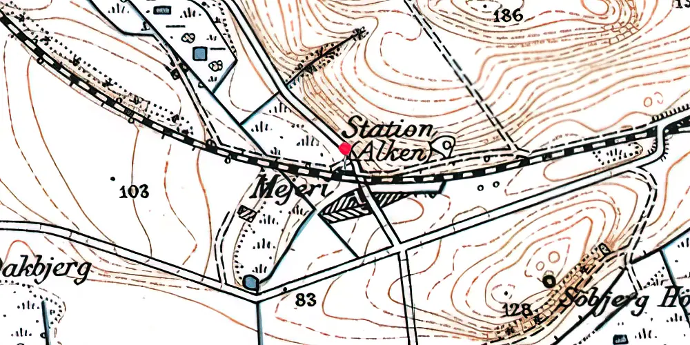 Historisk kort over Alken Station [1871-1903]
