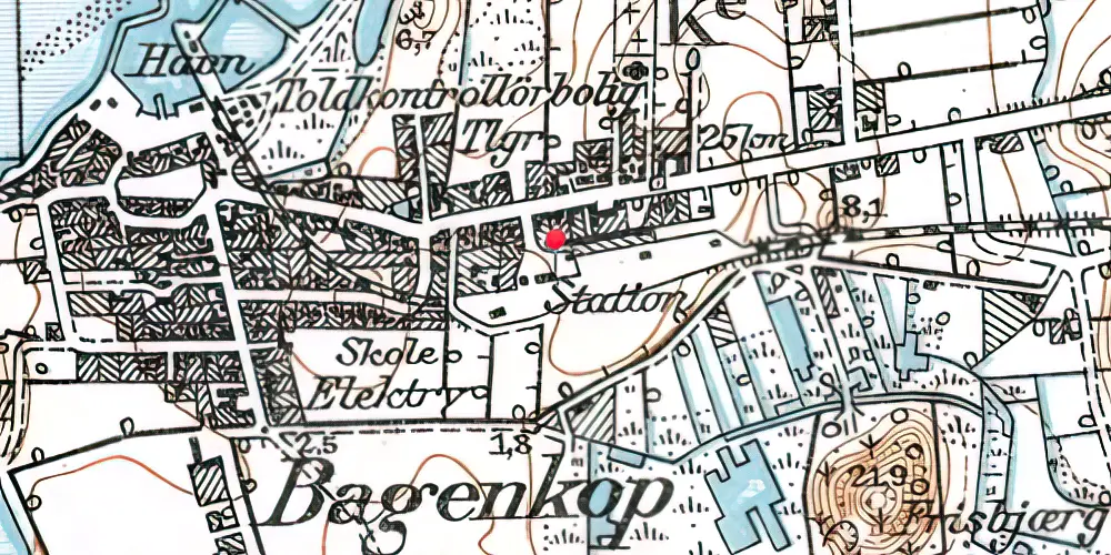 Historisk kort over Bagenkop Station