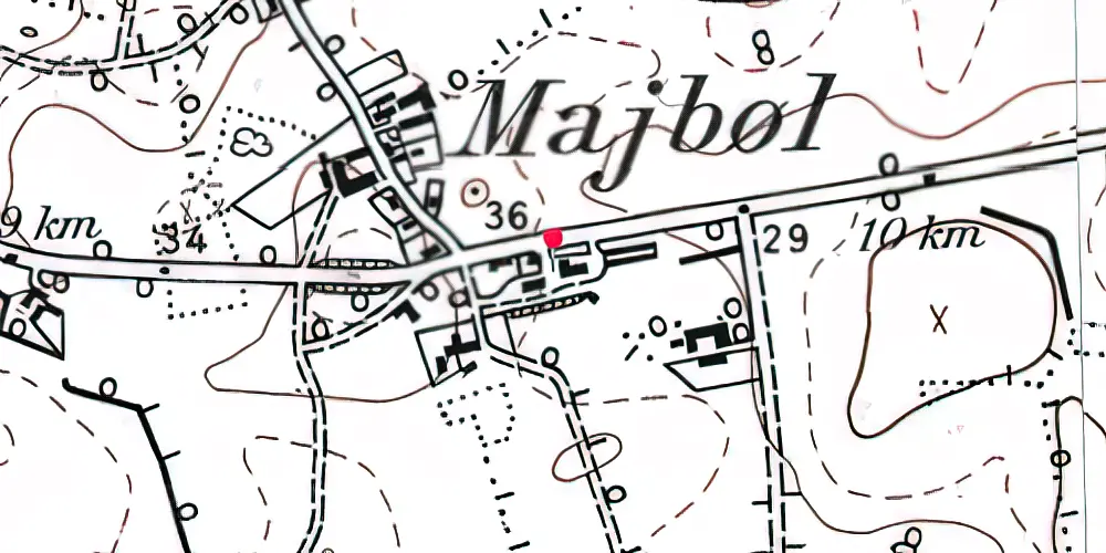 Historisk kort over Majbøl Trinbræt [1898-1909]