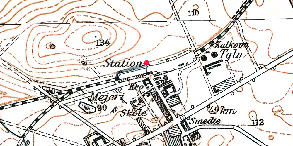 Historisk kort over Trustrup Letbanestation