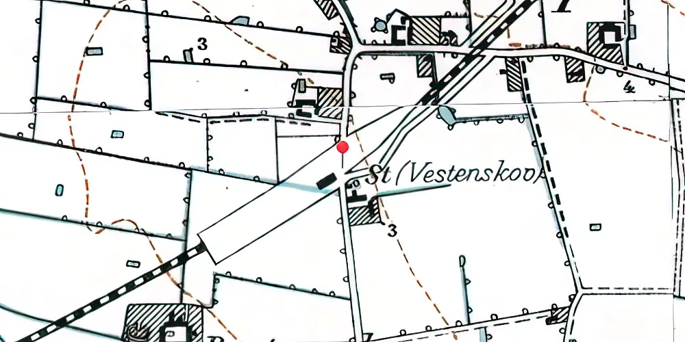 Historisk kort over Vestenskov Station