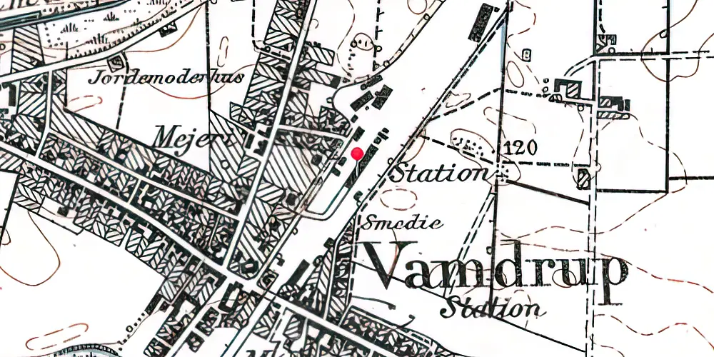 Historisk kort over Vamdrup Station [1866-1911]