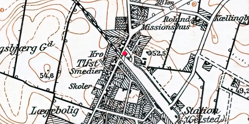 Historisk kort over Gelsted Holdeplads [1865-1911]