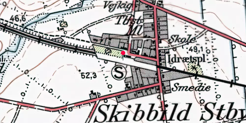 Historisk kort over Skibbild Station [1904-1969]