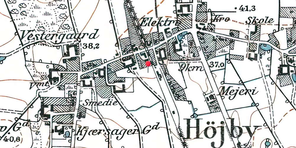 Historisk kort over Højby (Fyn) Trinbræt