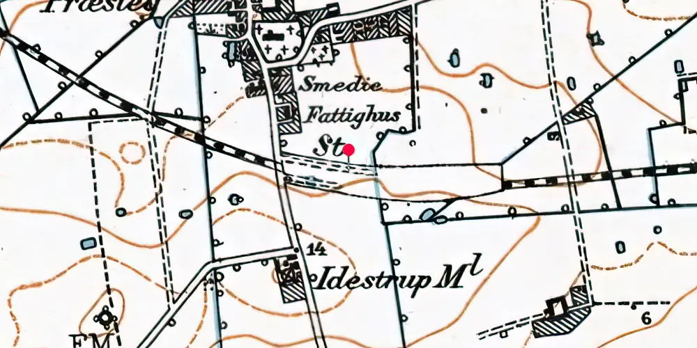 Historisk kort over Idestrup Trinbræt [1911-1918]