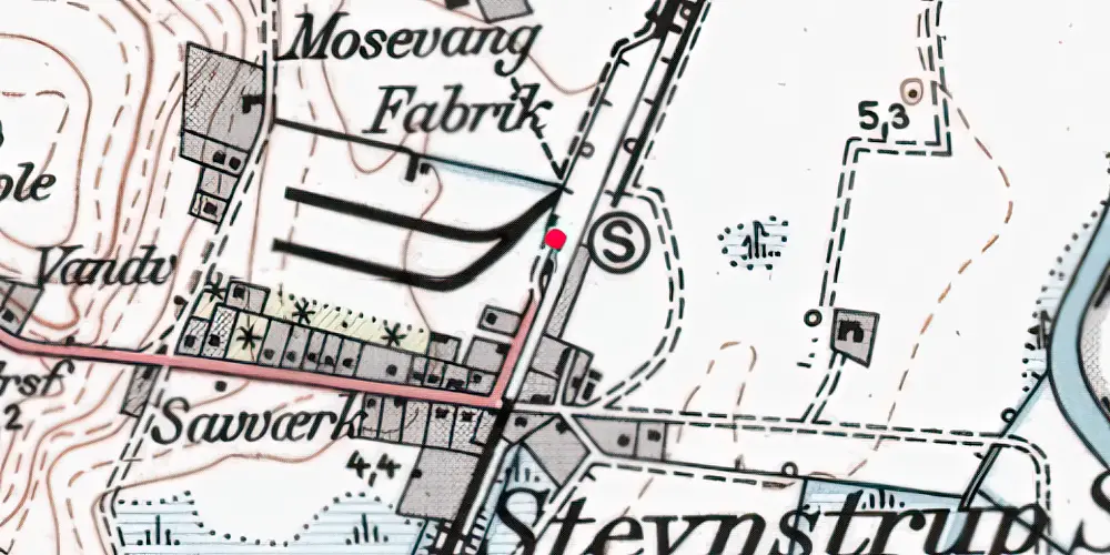 Historisk kort over Stevnstrup Holdeplads [1904-1922]
