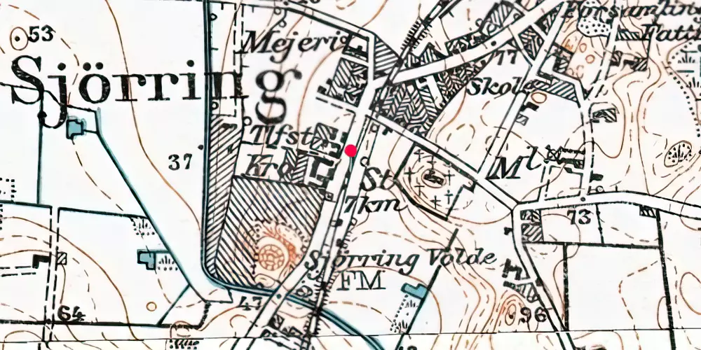 Historisk kort over Sjørring Station [1882-1968]
