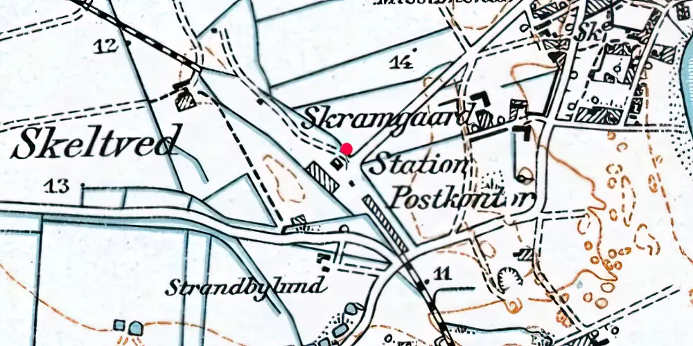 Historisk kort over Strandby Station [1924-1967]